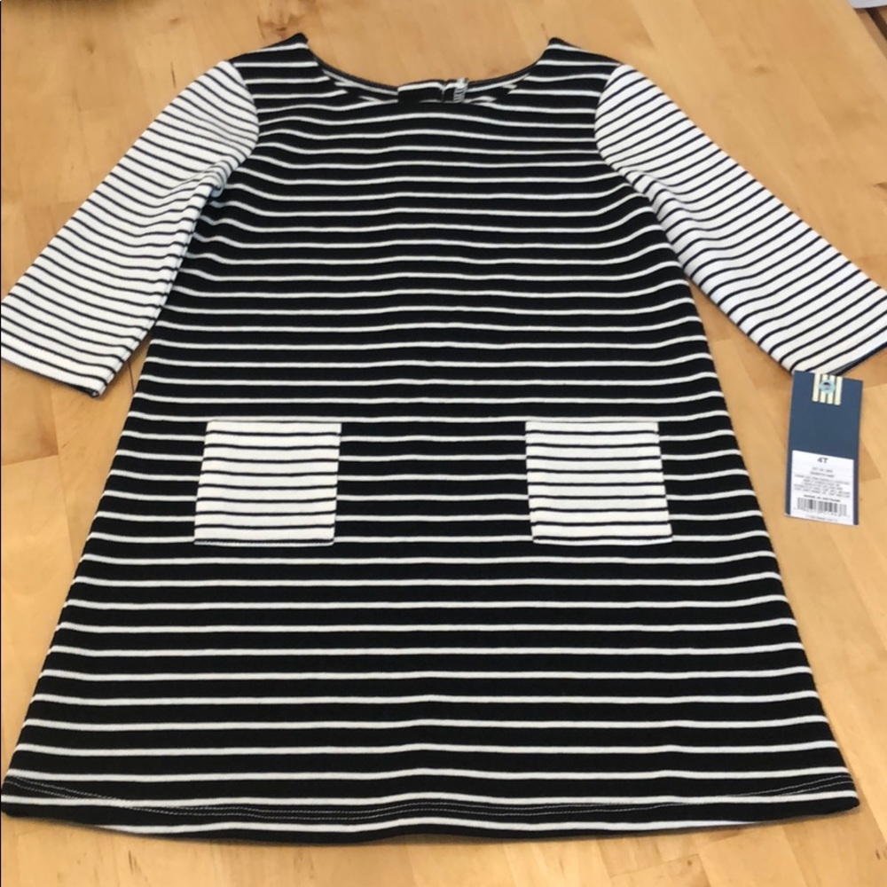 Osh Kosh Black & White Striped Swing Dress